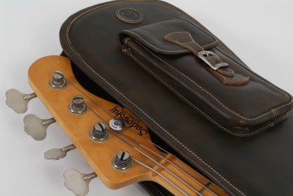 Leather Bass Gig Bag by Harvest Fine Leather, Cowhide Brown