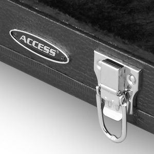 Chromed metal hinges, latches and hardware