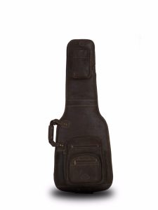 Leather Gig Bag Electric Guitar by Harvest Fine Leather, Buffalo Crackle Brown