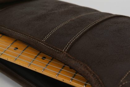 Leather Gig Bag Electric Guitar by Harvest Fine Leather, Buffalo Crackle Brown