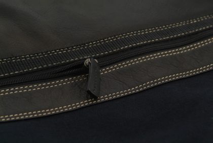 Canvas and Leather Laptop Bag by Harvest Fine Leather, Navy with Brown